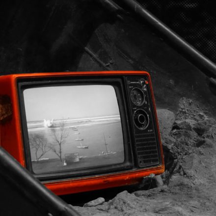 television in dumpster